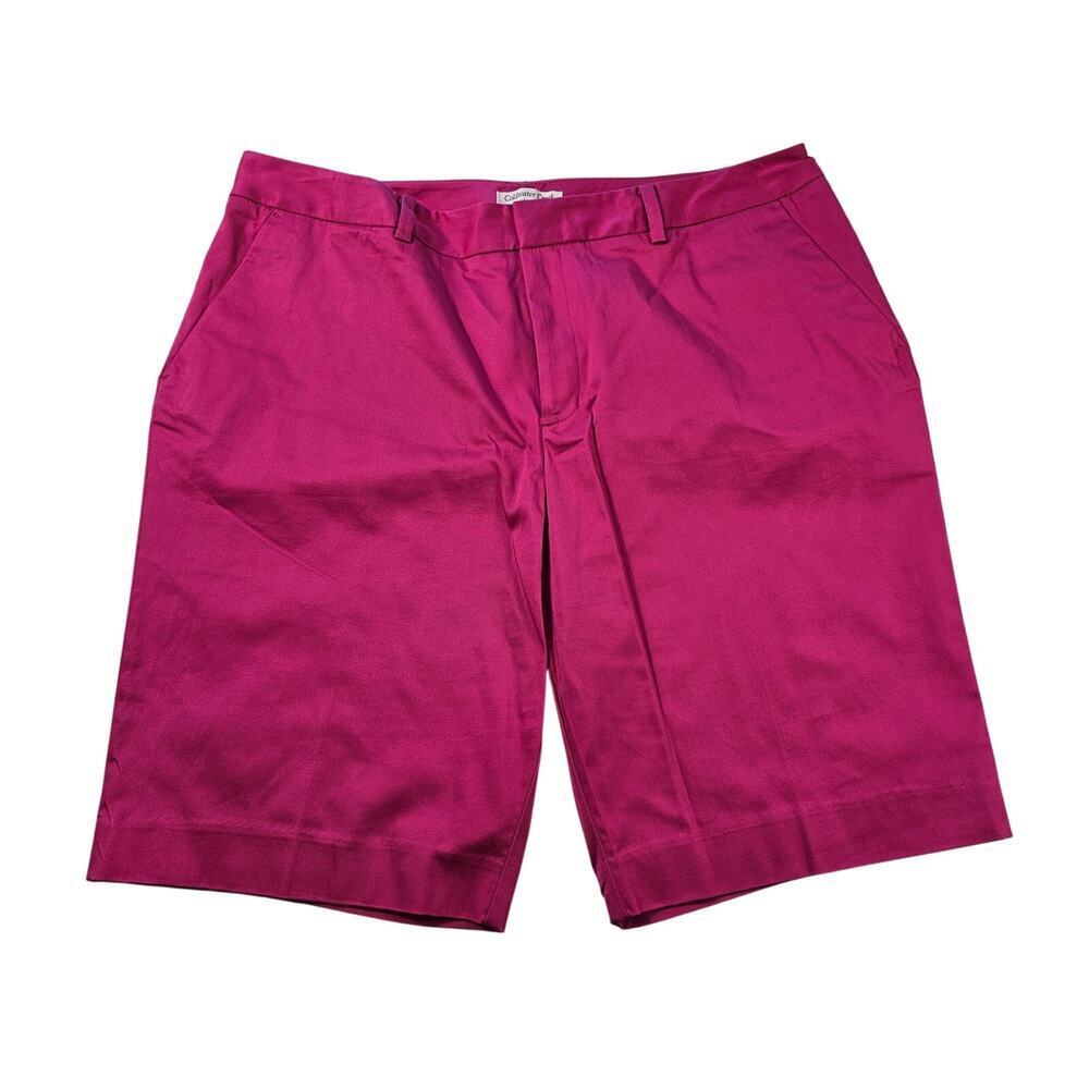 CC natural fit hot pink pull on shorts high rise 10" inseam 16 casual comfort ^